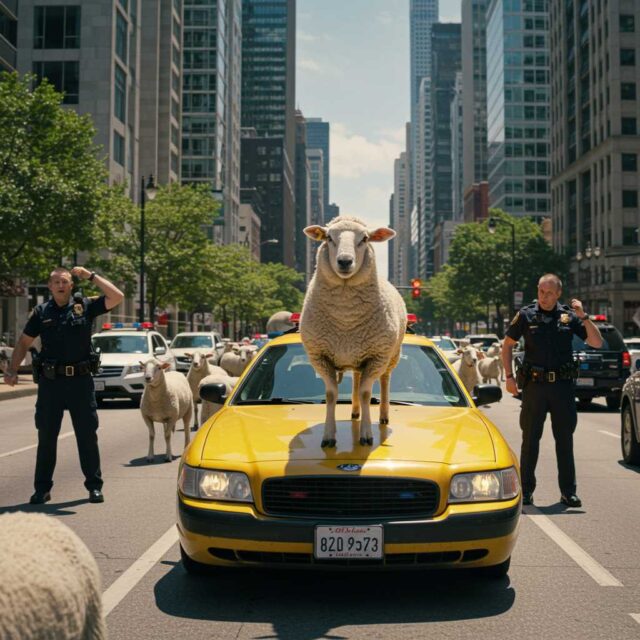 Ovejas a la Fuga Montan un Cirio Lanudo en Chicago
