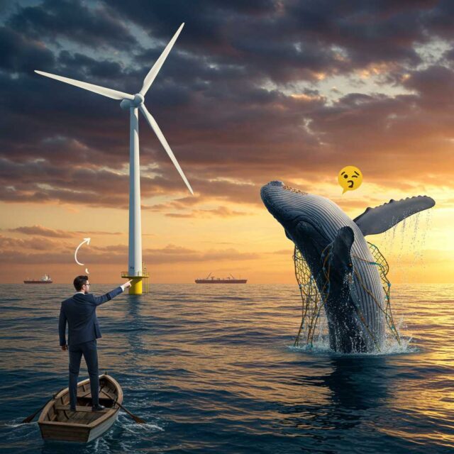 El candidato que declaró la guerra a los molinos de viento por las ballenas