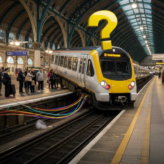 Un tren de Londres se toma la licencia de descarrilar a cámara lenta