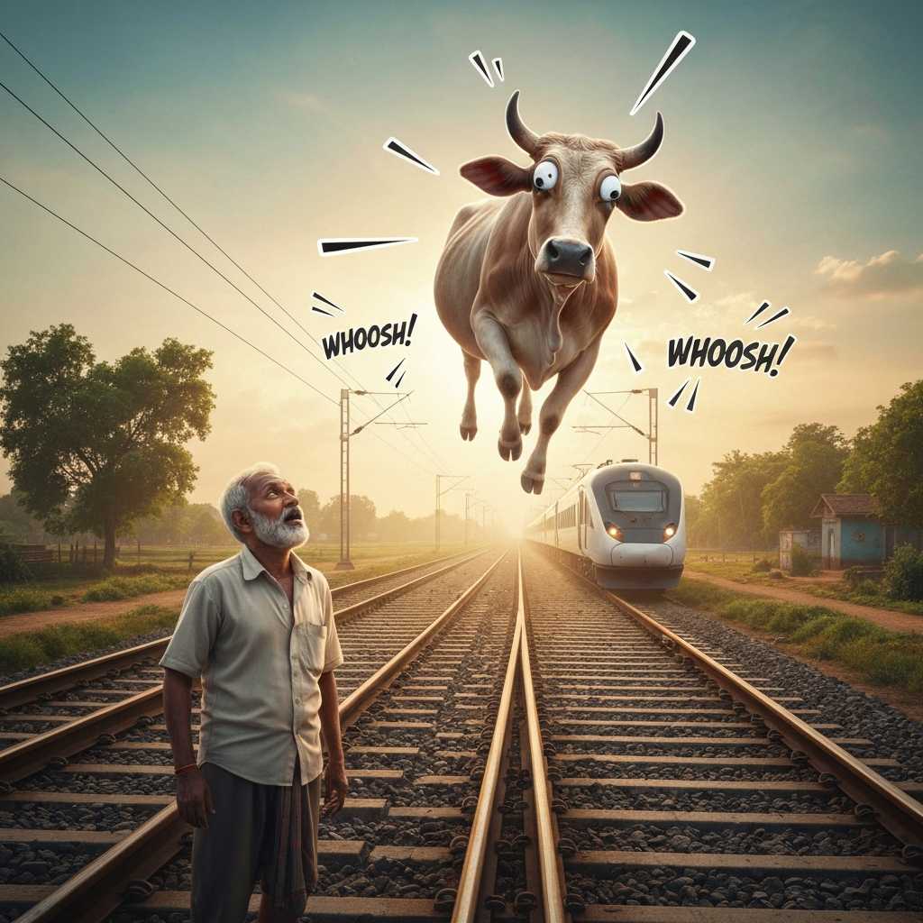 Vaca 'voladora' y el fatal infortunio en las vías de la India