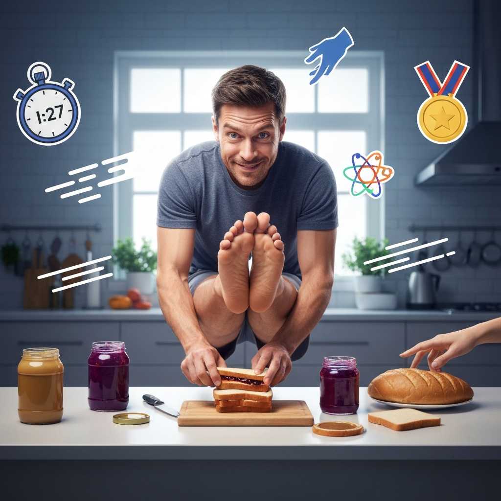 Récord Guiness: El bocadillo más rápido hecho con pies