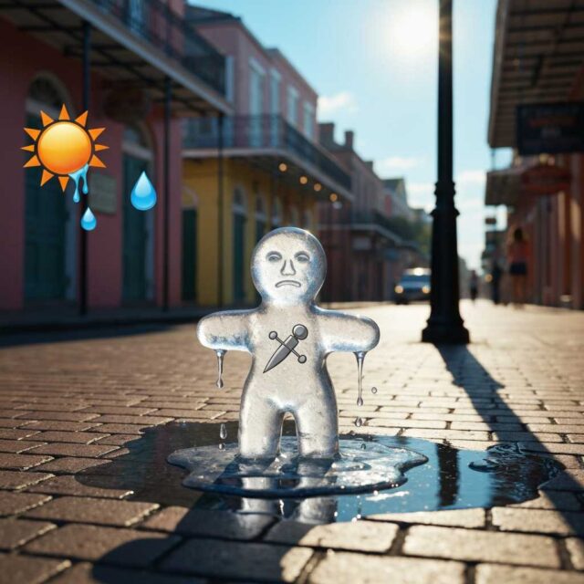 El muñeco de vudú de hielo que se derritió en Nueva Orleans