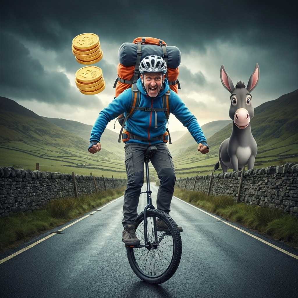 El héroe de una rueda que cruzó Gran Bretaña pedaleando por los burros