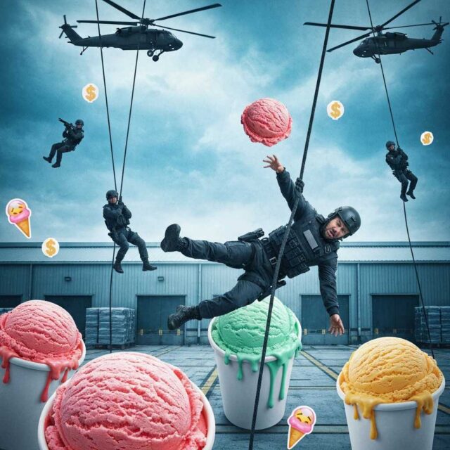 La SWAT del Helado Agentes Especiales Descienden en Helicóptero para Asaltar un Almacén