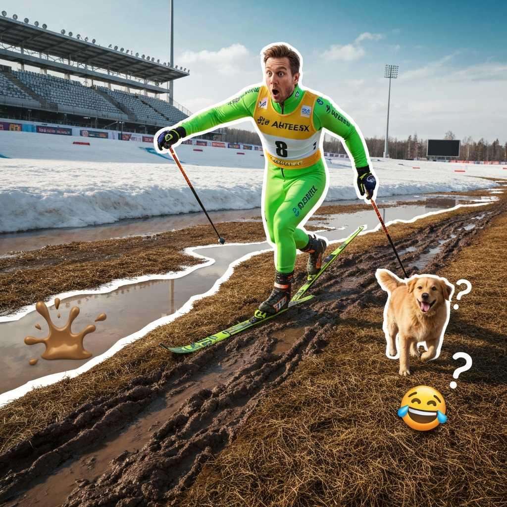 Esquí sobre barro y perros en la pista en el caótico Mundial de Biatlón