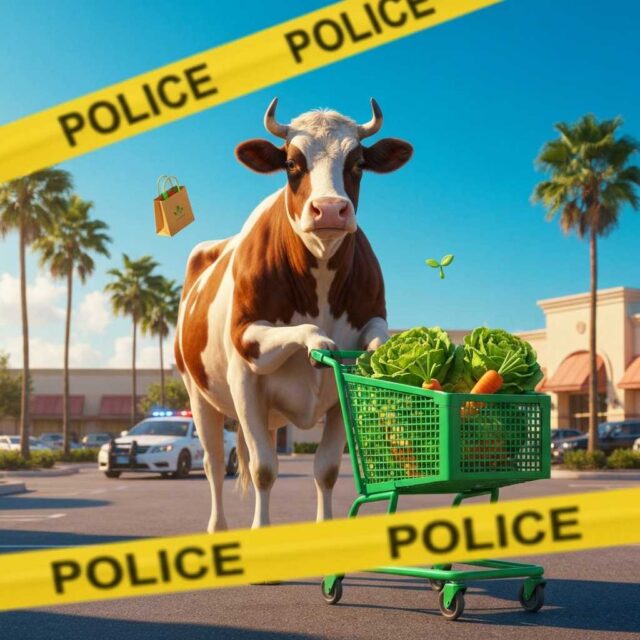 Una vaca se va de compras a un supermercado de Florida y revoluciona el aparcamiento