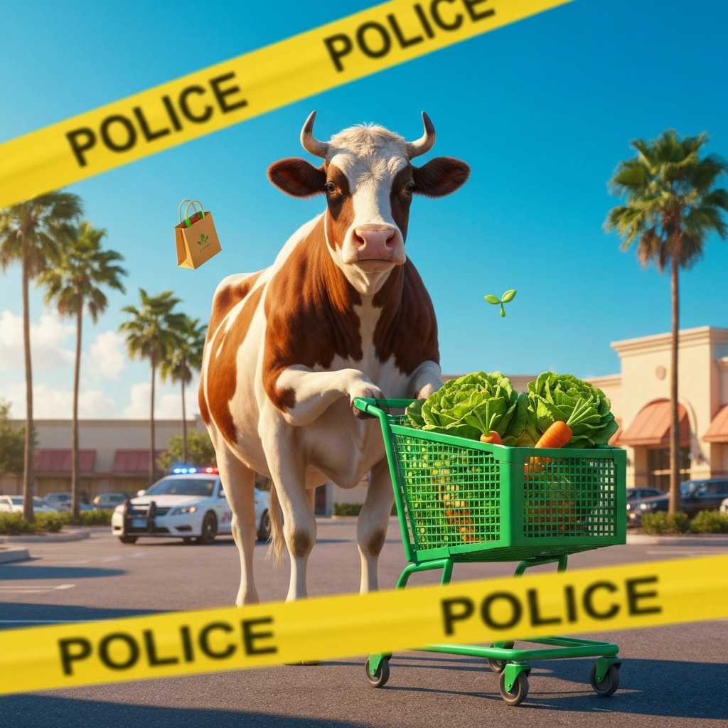 Una vaca se va de compras a un supermercado de Florida y revoluciona el aparcamiento