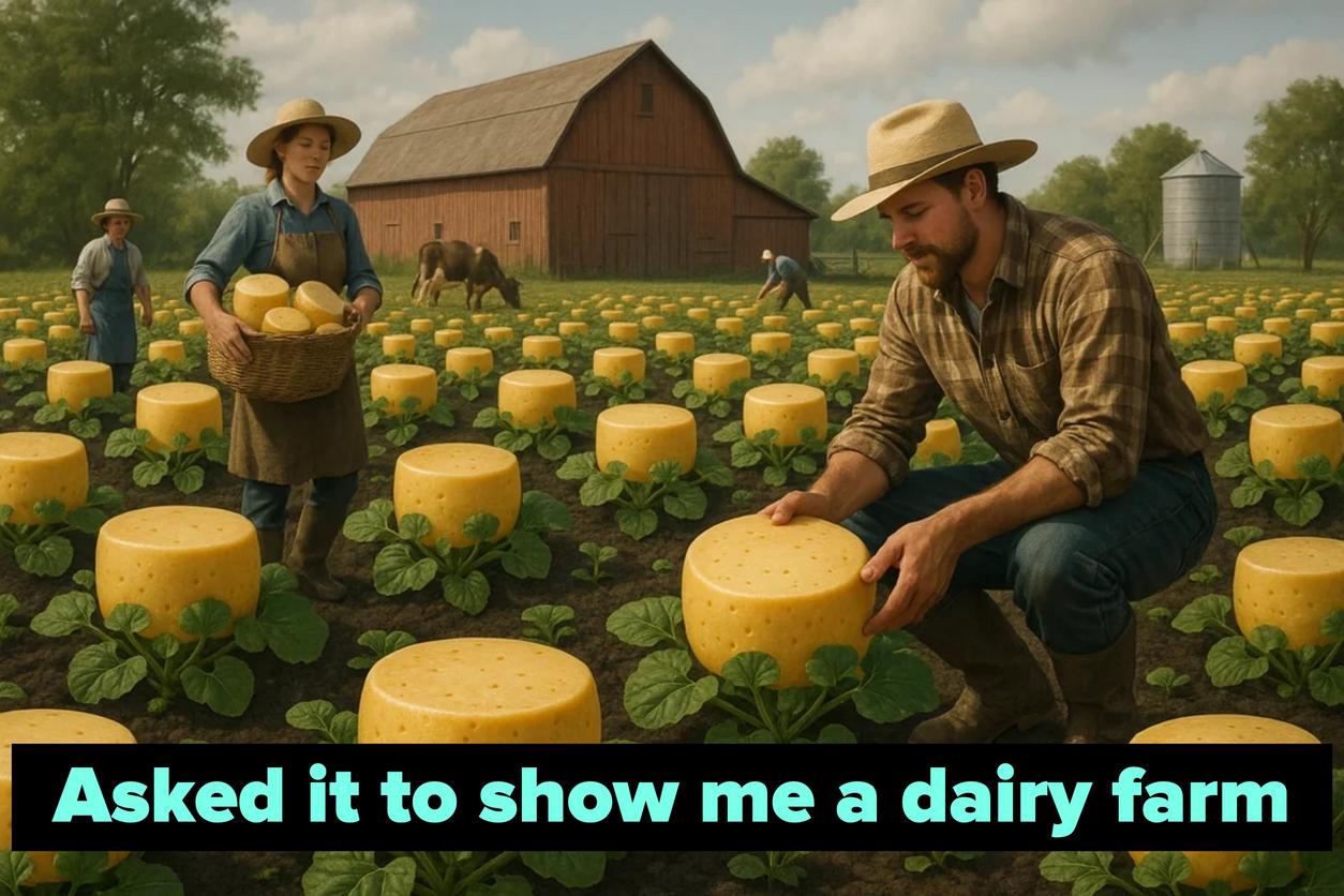 Campo de cultivo con ruedas de queso