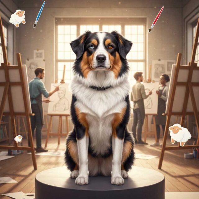 De pastorear ovejas a musa del arte: el perro pastor que triunfa como modelo de dibujo