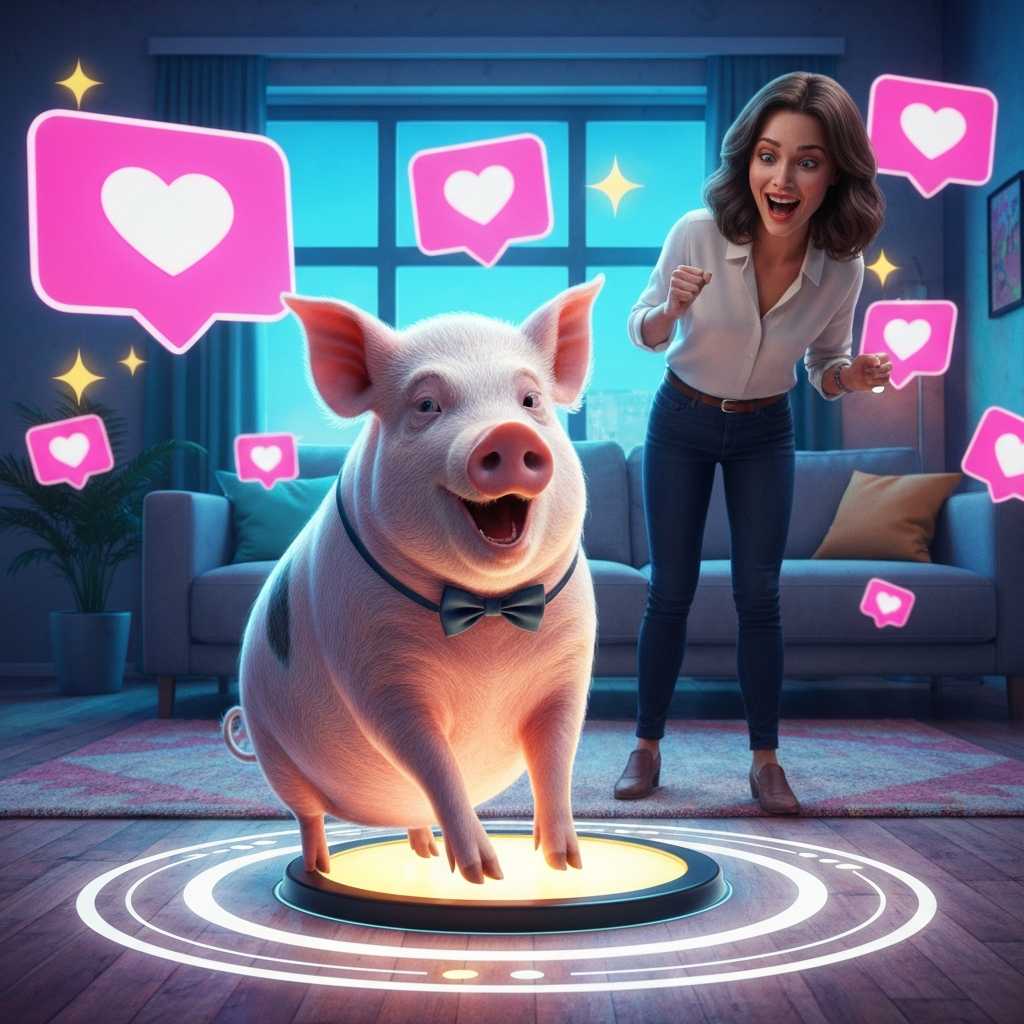 Merlin, el cerdo influencer que habla con botones y rompe un Récord Guinness en redes sociales