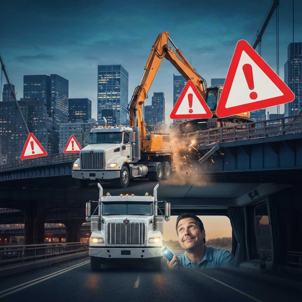 Un camionero destroza más de doce puentes en Nueva York sin enterarse de nada