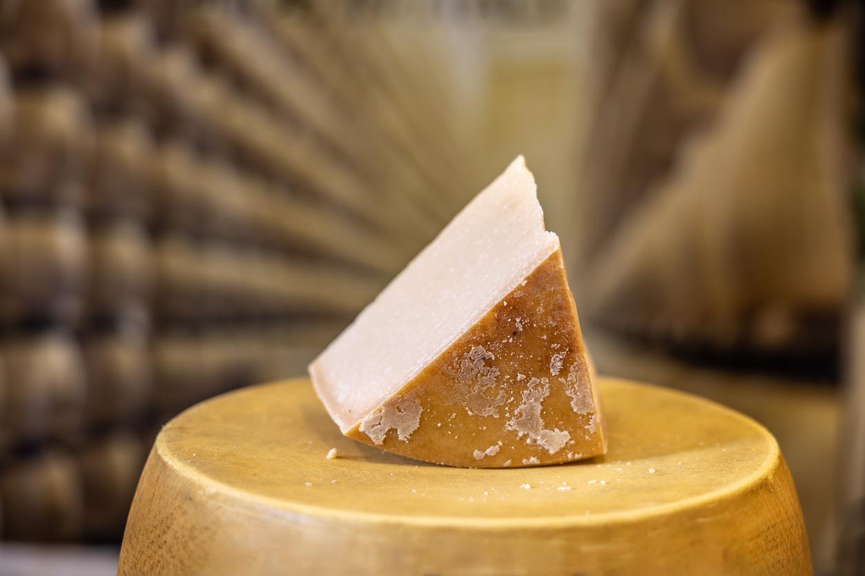 Un apetitoso trozo de queso parmesano