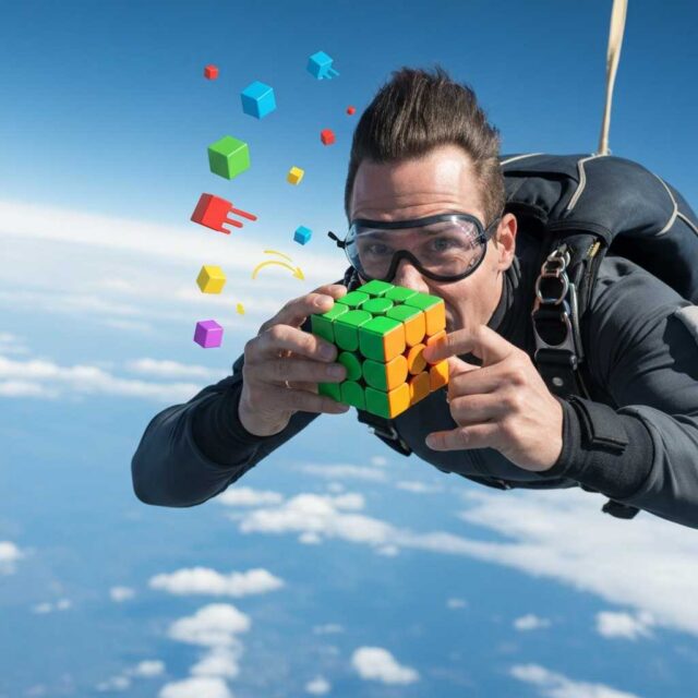 Un alemán resuelve un cubo de Rubik en caída libre y se lleva un récord Guinness Un alemán resuelve un cubo de Rubik en caída libre y se lleva un récord Guinness
