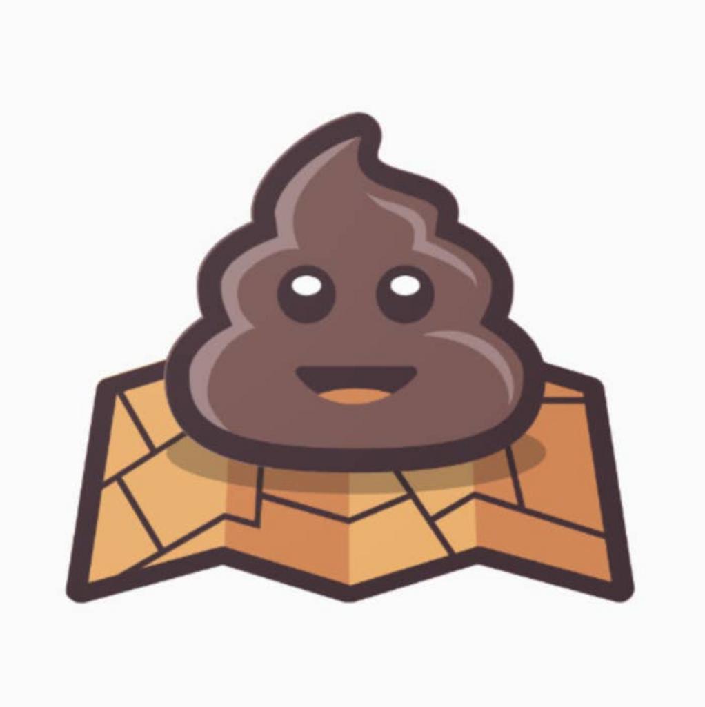 Emoji de caca sonriente sobre un mapa