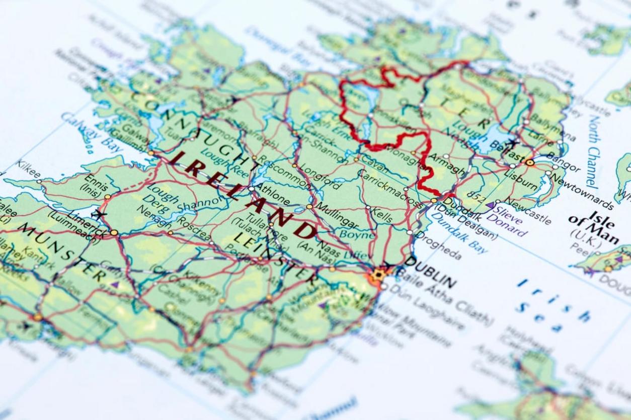 Mapa de Irlanda detallando sus regiones