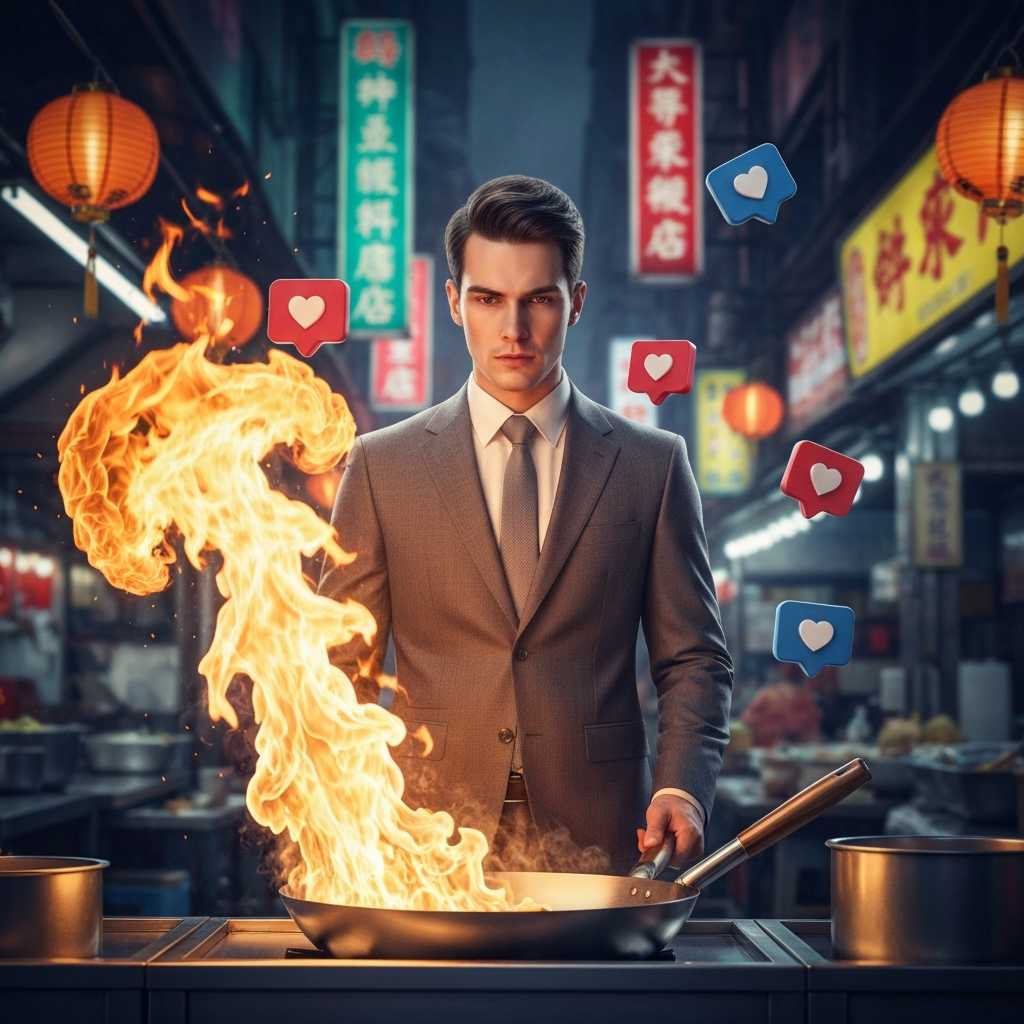El 'CEO del Wok': El joven que cocina comida callejera en traje de chaqueta