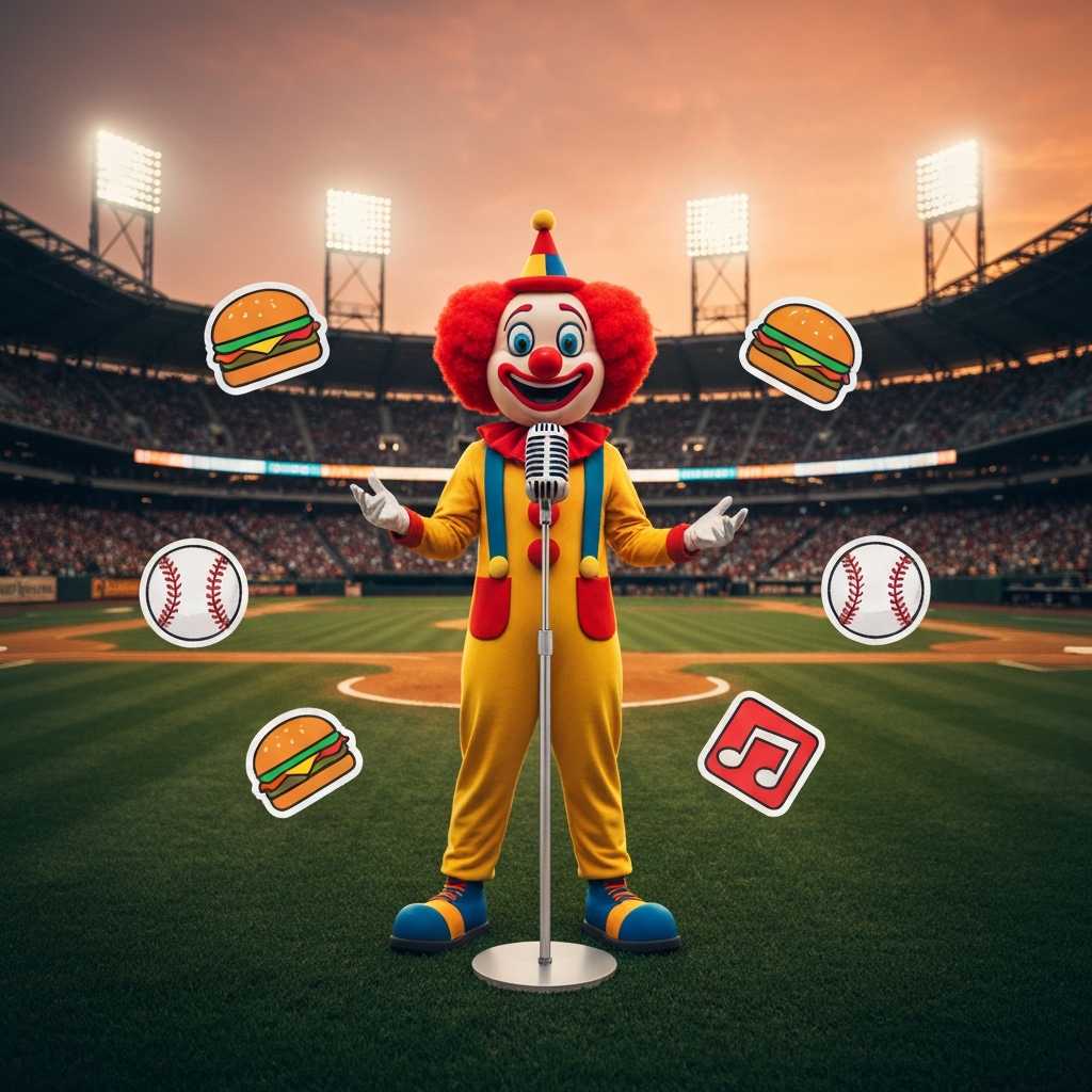 El surrealista momento en el que Ronald McDonald canta el himno nacional en un partido de béisbol