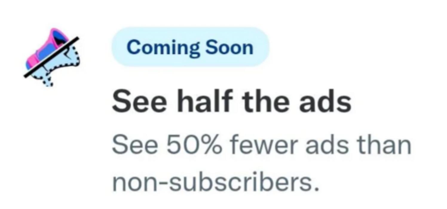 Mensaje de 50% menos de anuncios
