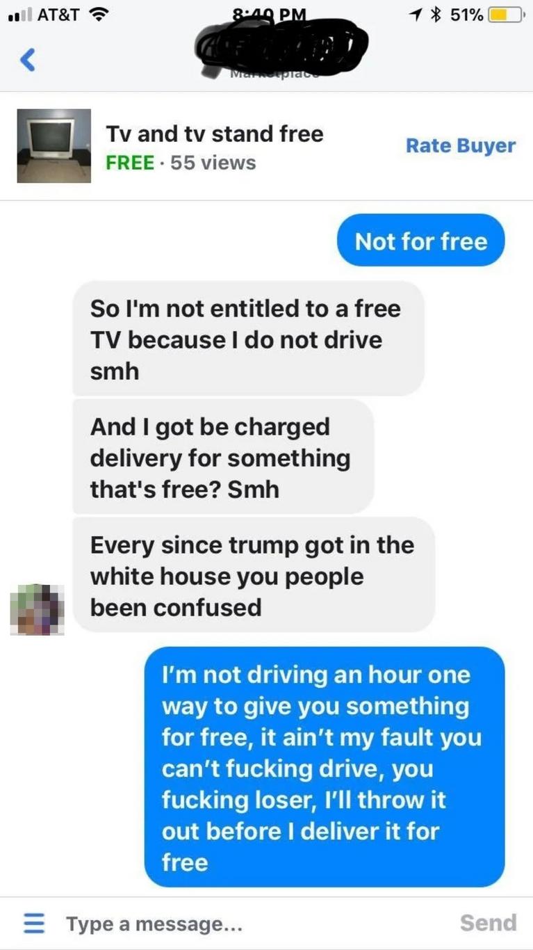 Conversación pidiendo entrega y montaje de artículos gratis