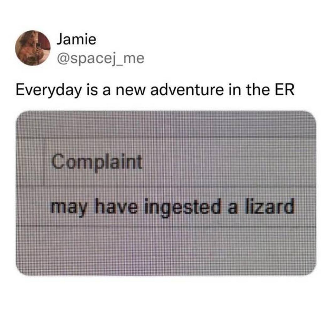 Formulario médico que dice que pudo haber ingerido un lagarto